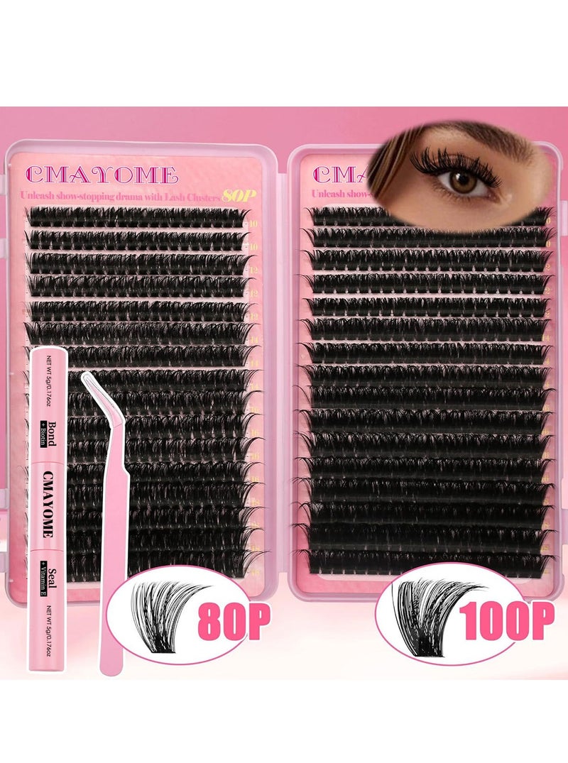 كمايو مجموعة وصلات رموش مكونة من 640 قطعة، مع غراء لاصق للرموش وملقط للرموش، رموش صناعية خفيفة وكثيفة، وصلات رموش فردية للاستخدام المنزلي، رموش صناعية للنساء. - Image 1